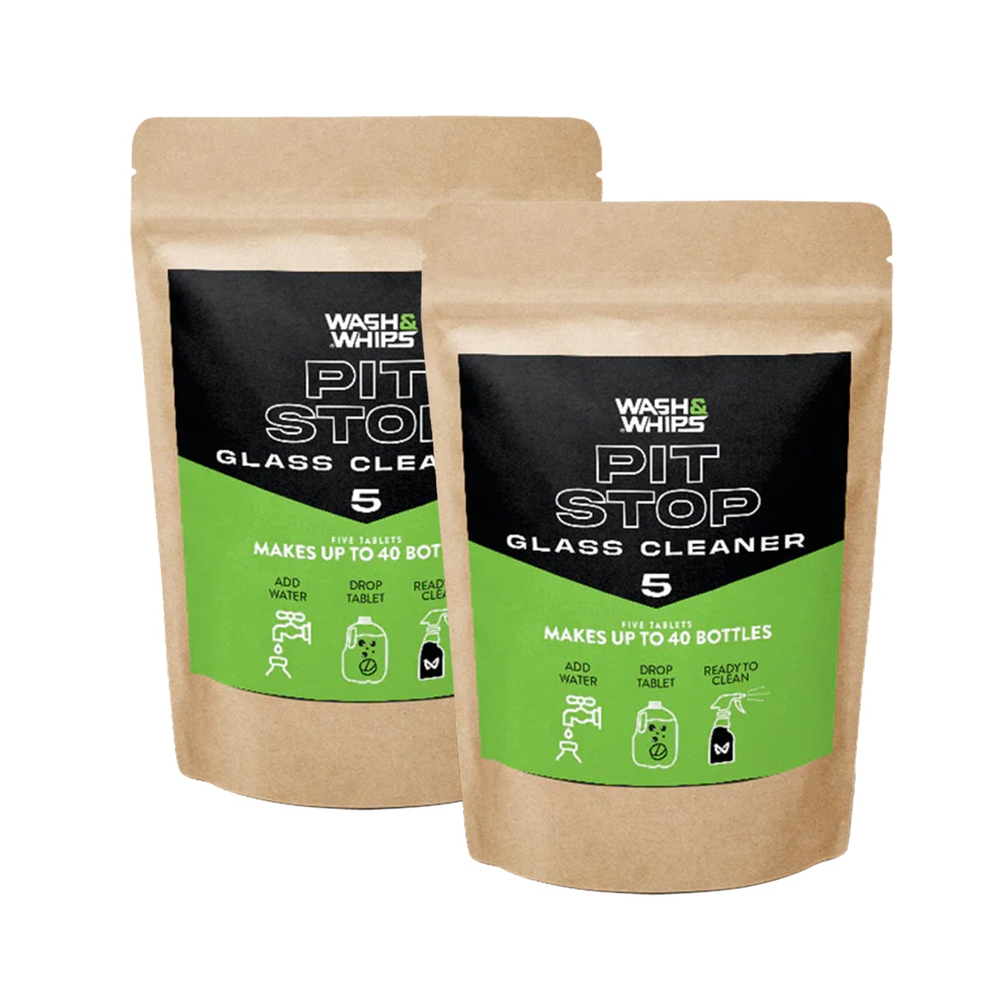 WASH&WHIPS Pit Stop Glass Cleaner / All Surface Cleaner Refill Tablets (Makes 5 Gallons) - sku-50964995965220- DRIVEN - 15