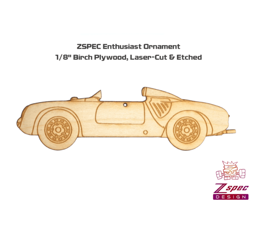 ZSPEC Laser-Engraved Birch Ornament, Style: Porsche 550 Speedster, ~5-inch Wide - ZSD-758386- DRIVEN - 2