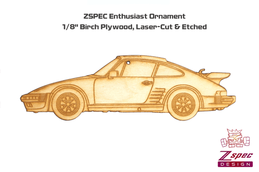 ZSPEC Laser-Engraved Birch Ornament, Style: Porsche 911 / 935, ~5-inch Wide - ZSD-189180- DRIVEN - 2