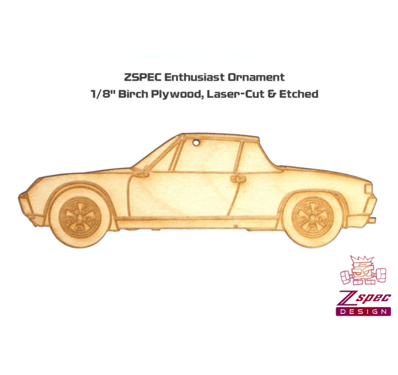 ZSPEC Laser-Engraved Birch Ornament, Style: Porsche 914, ~5-inch Wide - ZSD-758546- DRIVEN - 3