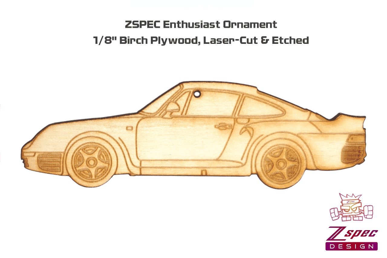 ZSPEC Laser-Engraved Birch Ornament, Style: Porsche 959, ~5-inch Wide - ZSD-189173- DRIVEN - 2