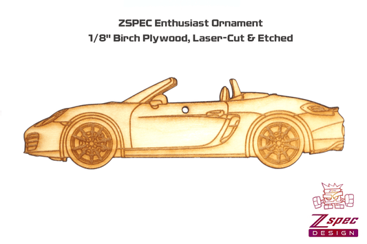 ZSPEC Laser-Engraved Birch Ornament, Style: Porsche Boxster S, ~5-inch Wide - ZSD-004452- DRIVEN - 2