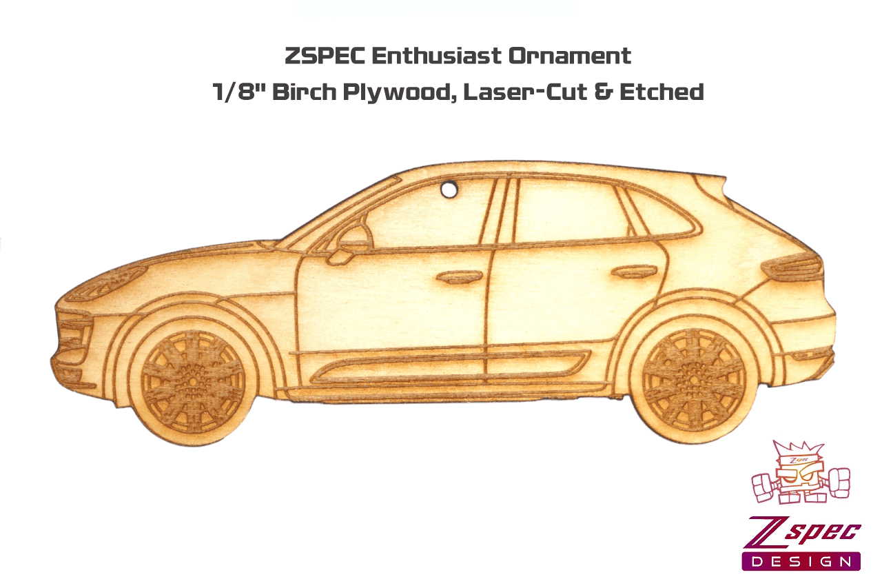 ZSPEC Laser-Engraved Birch Ornament, Style: Porsche Cayenne S, ~5-inch Wide - ZSD-004384- DRIVEN - 2
