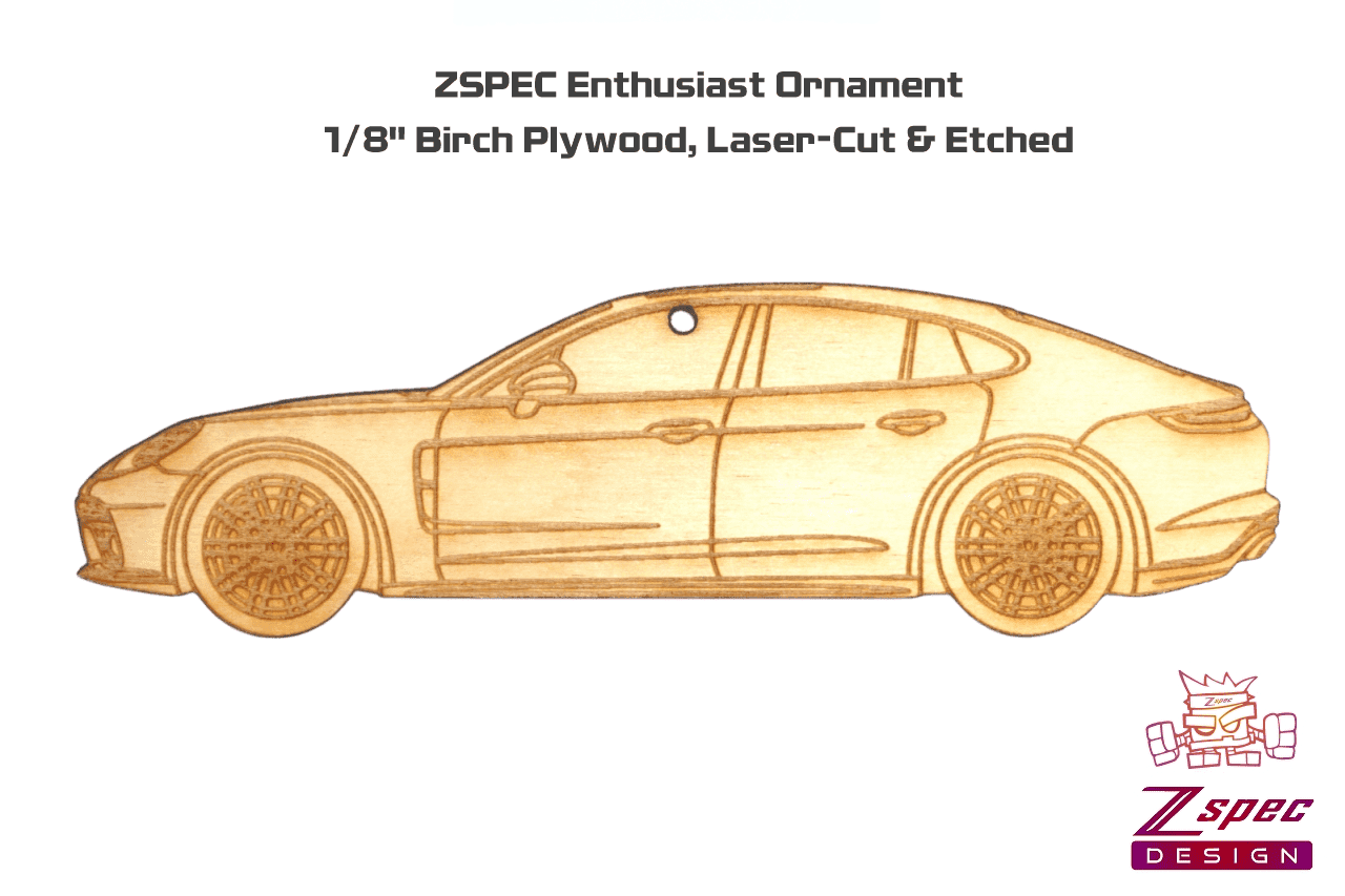 ZSPEC Laser-Engraved Birch Ornament, Style: Porsche Panamerica, ~5-inch Wide - ZSD-004377- DRIVEN - 3