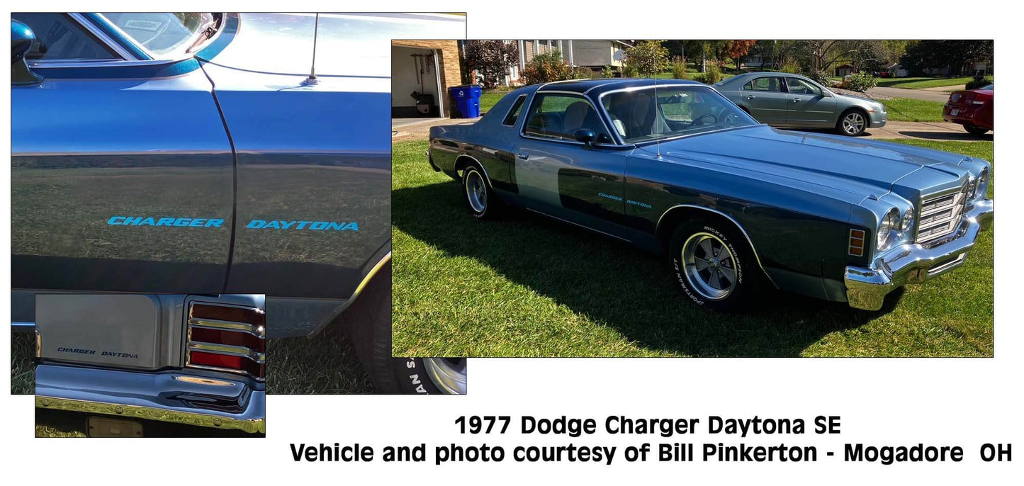 1975-77 Dodge Charger Daytona SE - CHARGER DAYTONA - Fender/Door Trunk Decal Set - sku-50912709443716-sku-50912709476484- DRIVEN - 2