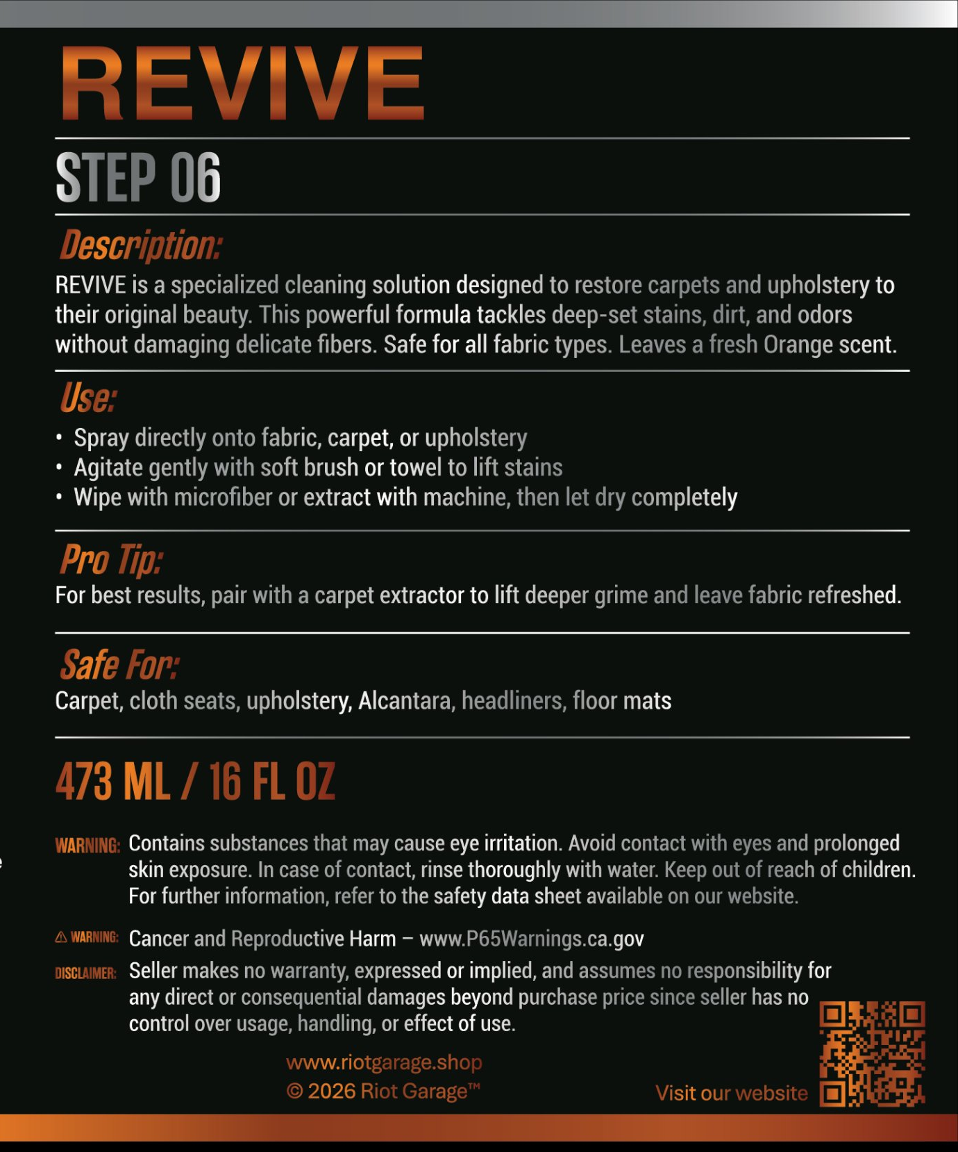 Step 06: REVIVE - Carpet & Upholstery Cleaner - RG-RIOT-CORE-REVIVE-16- DRIVEN - 3