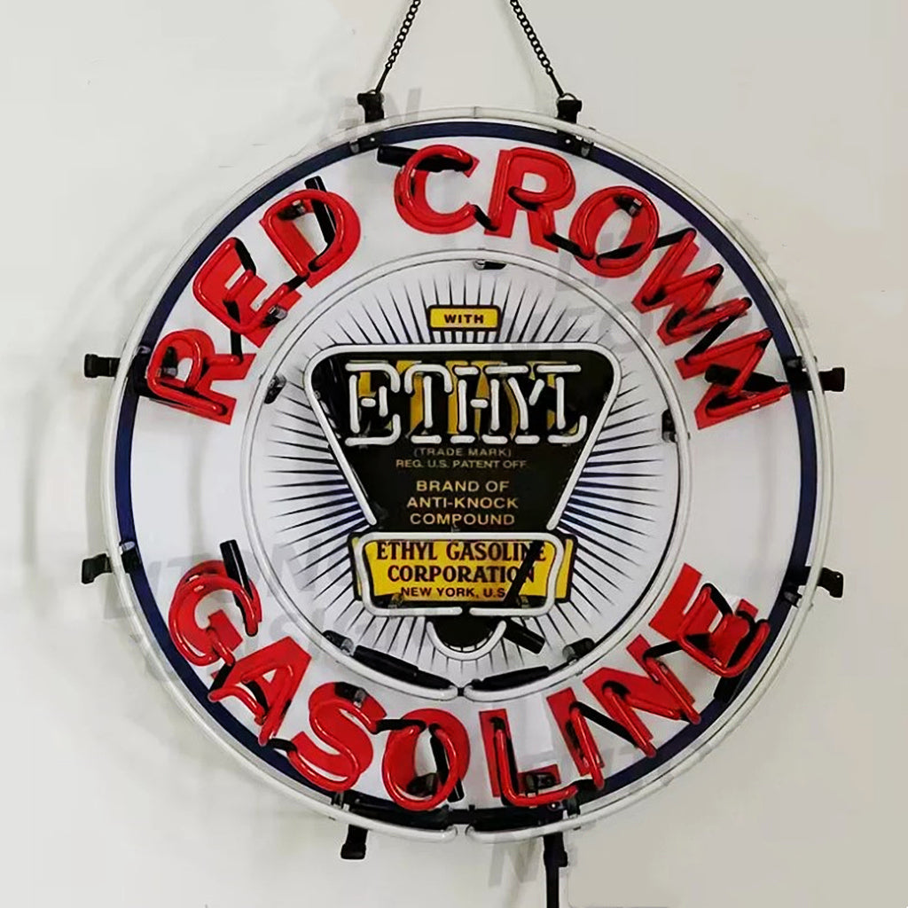 Red Crown Ethyl Gasoline Neon Signs - MA084-18 inches-MA084-24 inches- DRIVEN - 3