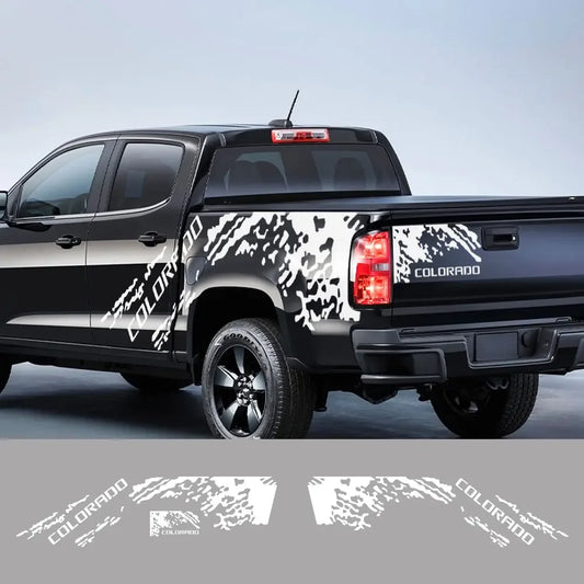 Splash Grunge Body Side Decal for Chevrolet Colorado Z71 | 3-Piece Matte Vinyl Kit - 200000182:10#Glossy Red- DRIVEN - 2