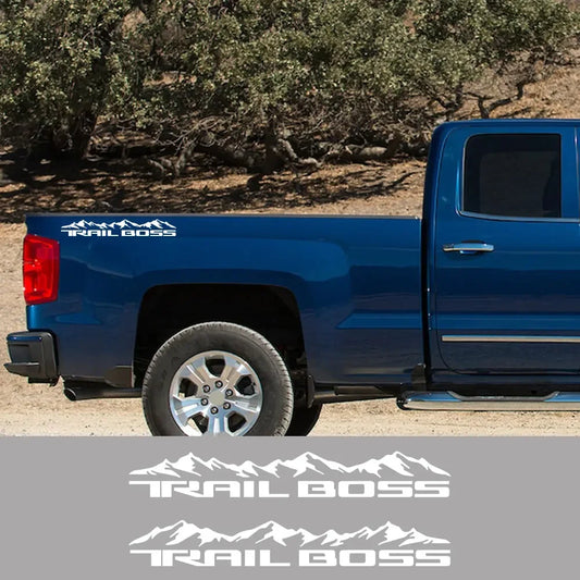 Mountain Body Side Decal for Chevrolet Silverado 1500 Trail Boss | 2-Piece Vinyl Trunk Sticker - 200000182:350853#Carbon Fiber- DRIVEN - 2