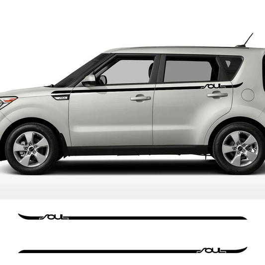 Side Body Waistline Stripe Decal for Kia Soul (Gen 1, 2, 3 & EV) | Vinyl Film Graphics - 200000182:771#Carbon Fiber- DRIVEN - 2