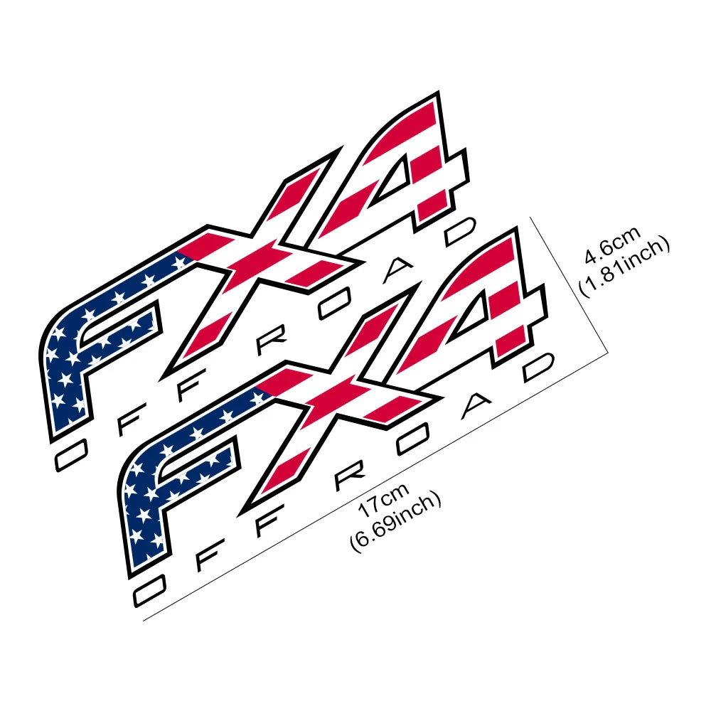 American FX4 Off-Road Sticker for Ford Ranger / F-150 / Raptor | 2-Piece Vinyl Decal - 200000182:193#American Style FX4;355:203282824#2 Pairs;5:200000990#17x4.6cm-200000182:193#American Style FX4;355:203282823#1 Pair;5:200000990#17x4.6cm- DRIVEN - 6