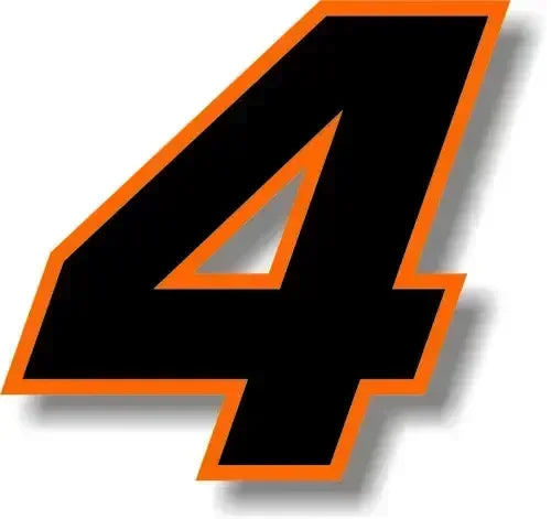 Custom Race Number Vinyl Sticker – Square Font, Black & Orange Border | 5 Sizes, Digits 0–9 - 200000182:10#4;5:100014065#25CM- DRIVEN - 9
