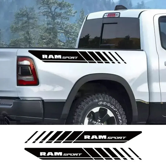 Sport Rear Trunk Side Letter Decal for Dodge RAM | 2-Piece Vinyl Truck Graphic - 200000182:193#Glossy Black- DRIVEN - 2