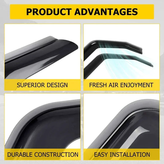 Side Window Deflectors Sun Visor Rain Guards for Ford F-150 / Trucks | 4-Piece Weather Shield - <none>- DRIVEN - 2
