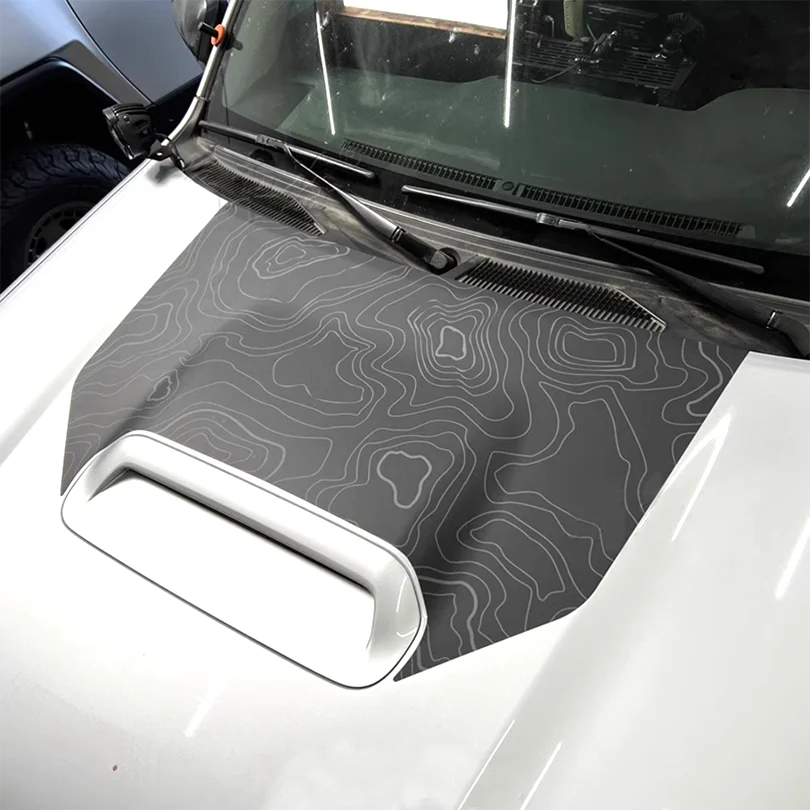 Topographic Map Hood & Scoop Decal Kit for Toyota 4Runner | Matte Black Vinyl Graphics - 200000182:350853#C-200000182:350850#B-200000182:496#A- DRIVEN - 3