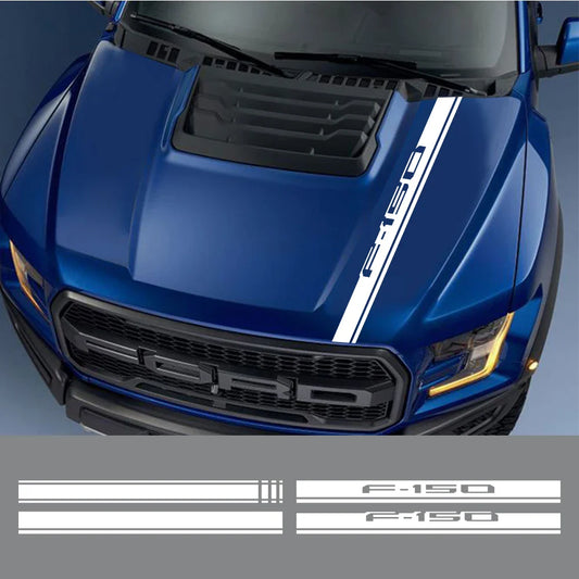 Hood Stripe Cover Decal for Ford F-150 / Raptor / Limited | Vinyl Truck Bonnet Sticker - 200000182:691#Model C;355:203282818#Glossy Orange- DRIVEN - 2