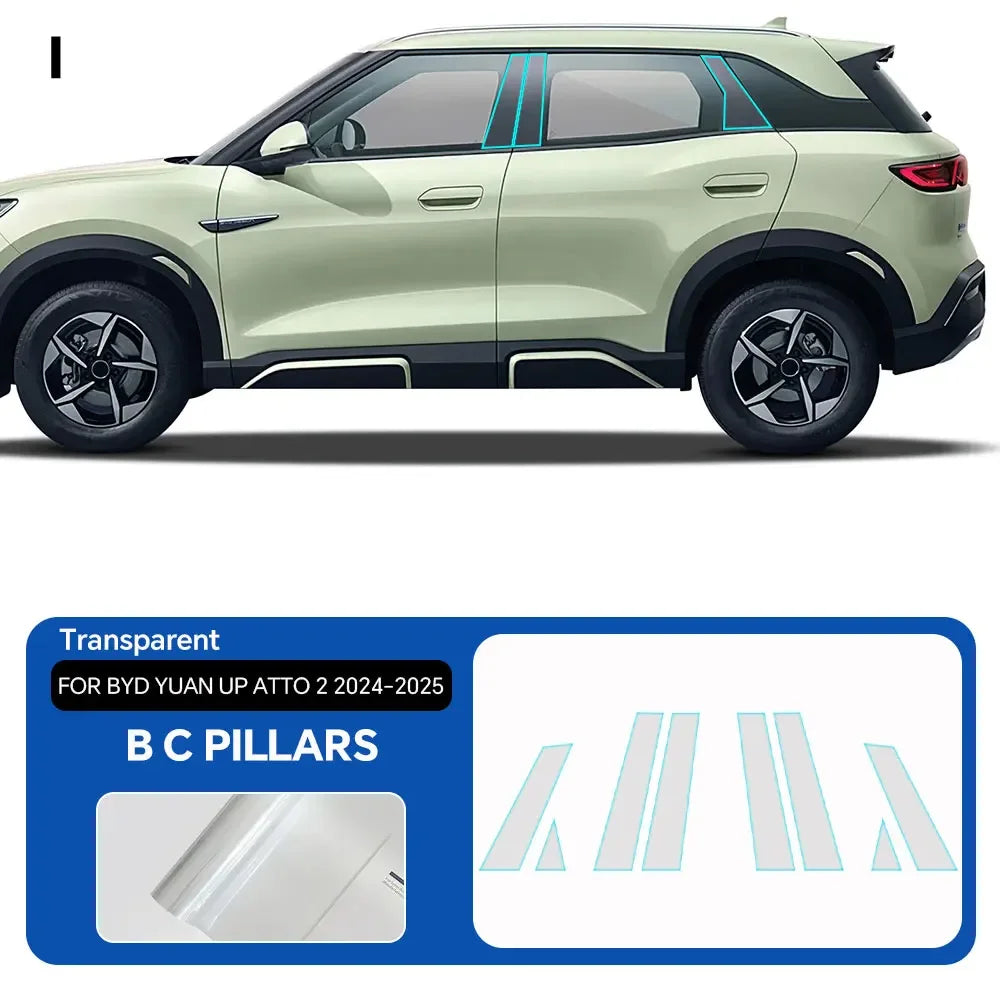 Precut PPF for BYD Yuan UP / Atto 2 (2024–2025) | TPU Headlight, Mirror & Pillar Protection - 200000182:29#Rearview Mirror Film-200000182:691#B C Pillars Film-200000182:193#Headlight Film- DRIVEN - 9
