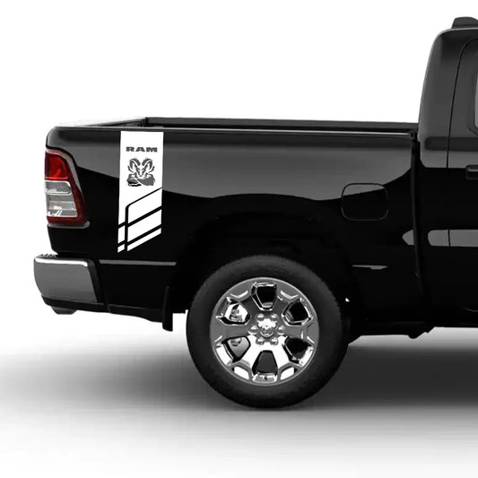 Back Door & Side Decal for Dodge RAM 1500 / 2500 HEMI Rebel 5.7L | Pickup Vinyl Sticker - 200000182:193#Glossy Black- DRIVEN - 2