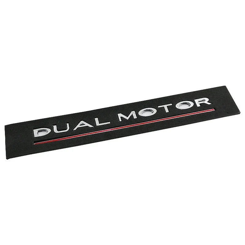 3D ABS DUAL MOTOR Chrome Red Line Emblem Badge for Tesla | Trunk & Body Styling Sticker - 14:200004889#silver red- DRIVEN - 11