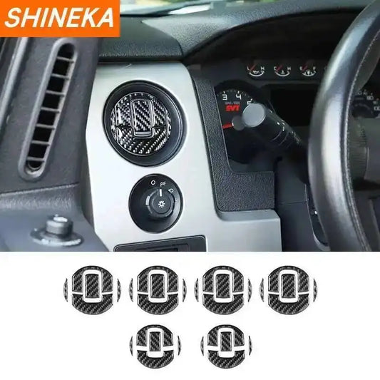 Carbon Fiber Grain Interior Decoration Cover Stickers for Ford F-150 | SHINEKA Color Change Kit - 200000182:29#air outlet ring- DRIVEN - 2