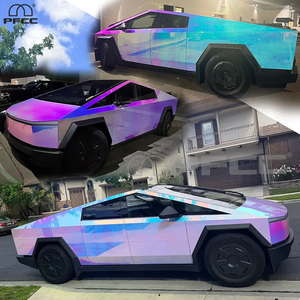 Precut Color Change PPF for Tesla Cybertruck (2024–2026) | DIY Black & Glacier Blue PET Film - 200000182:94#Reddish-Brown Gradie-200000182:173#Chameleon Gradient-200000182:10#Blue-purple Gradient-200000182:29#Laser Rainbow Gradie-200000182:350852#Rainbow Gradient- DRIVEN - 14