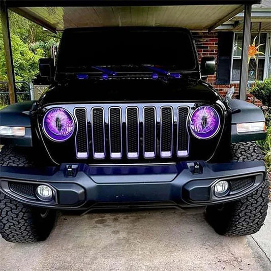 Beast Eyes Headlight Decals – Car & Jeep Headlight Sticker | 6 Colors | Universal Fit - 200000182:10#Yellow- DRIVEN - 2