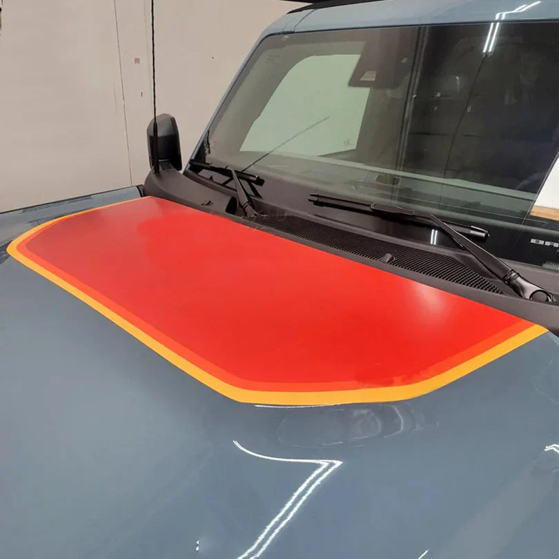 Retro Sunset Hood & Waistline Stripe Decal for Ford Bronco (2021–2023) | Custom Vinyl Wrap Graphics - 200000182:10#hood with waistline-200000182:691#waistline only-200000182:29#hood only- DRIVEN - 7