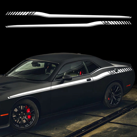 Dodge Challenger Full-Length Waistline Accent Stripe Decal Kit (2 Pcs) – Body Side Vinyl Graphic | 2008–2023 RS | 8 Finishes - 200000182:350852#Glossy Red- DRIVEN - 2