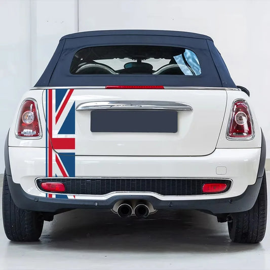 Union Jack Rear Trunk Decal for Mini Cooper One / JCW / S / Clubman / Countryman (F60, R60, R55) | Vinyl Styling Sticker - 200000182:193#Red Union Jack- DRIVEN - 2