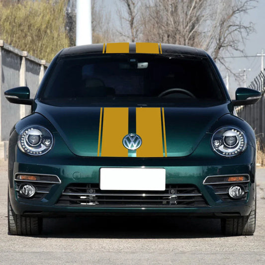Hood, Roof & Trunk Racing Stripe Kit | Full-Length Vinyl Decal for Cars & Trucks - 200000182:350686#Glossy Black- DRIVEN - 2
