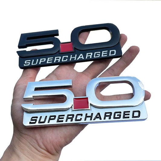 3D Metal 5.0 Supercharged Fender & Trunk Badge | Ford Mustang Styling Emblem - 200000182:29#Silver- DRIVEN - 2