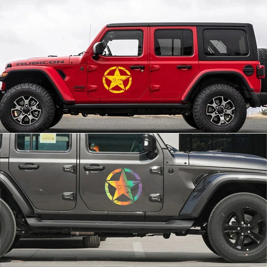 Hood & Door Star Decal for Jeep Cherokee / Patriot / Compass / Wrangler JK/JL/TJ/YJ | Vinyl Sticker - 200000182:691#Gray;5:200000990#35cm x 35cm 1pcs- DRIVEN - 2