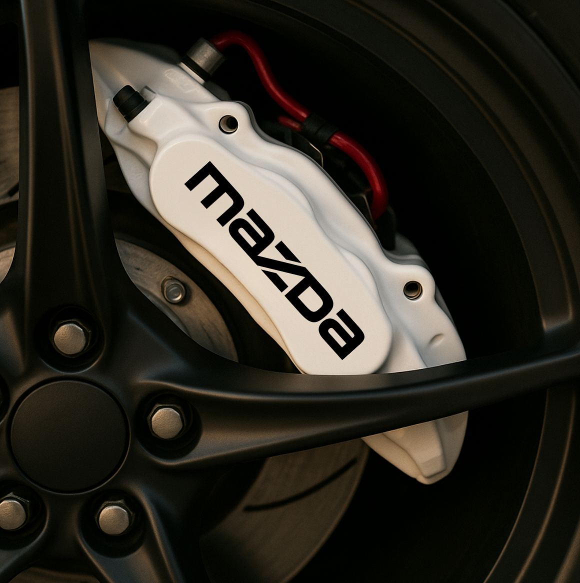 Mazda Brake Caliper Decals – Universal Fit | Set of 8 (3" to 6") - sku-51796586496132-sku-51796586528900-sku-51796586561668-sku-51796586594436-sku-51796586627204- DRIVEN - 1