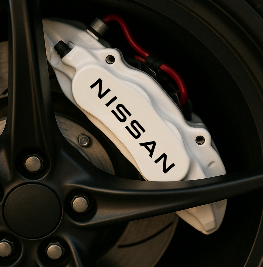 Nissan Brake Caliper Decals – Universal Fit | Set of 8 (3" to 6") - sku-51796590067844-sku-51796590100612-sku-51796590133380-sku-51796590166148-sku-51796590198916- DRIVEN - 1