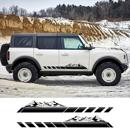Mountain Peak Off-Road Vinyl Decal for Suzuki Jimny & Ford Bronco | 2-Piece Body Sticker - 200000182:771#Matt Silver- DRIVEN - 2