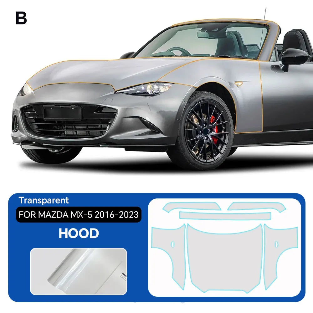 Precut PPF for Mazda MX-5 Miata (2016–2023) | 9-Mil TPU Paint Protection Film Clear Bra - 200000182:10#Rear Trunk;5:200000990#Clear Film-200000182:175#Whole Set;5:200000990#Clear Film-200000182:193#Front;5:200000990#Clear Film-200000182:29#Hood;5:200000990#Clear Film-200000182:691#Doors;5:200000990#Clear Film- DRIVEN - 10