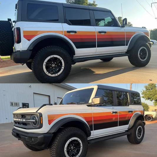 Retro Sunset Orange Waistline Stripe Decal for Ford Bronco | Custom Precut Vinyl Overlay - 200000182:193#A- DRIVEN - 2