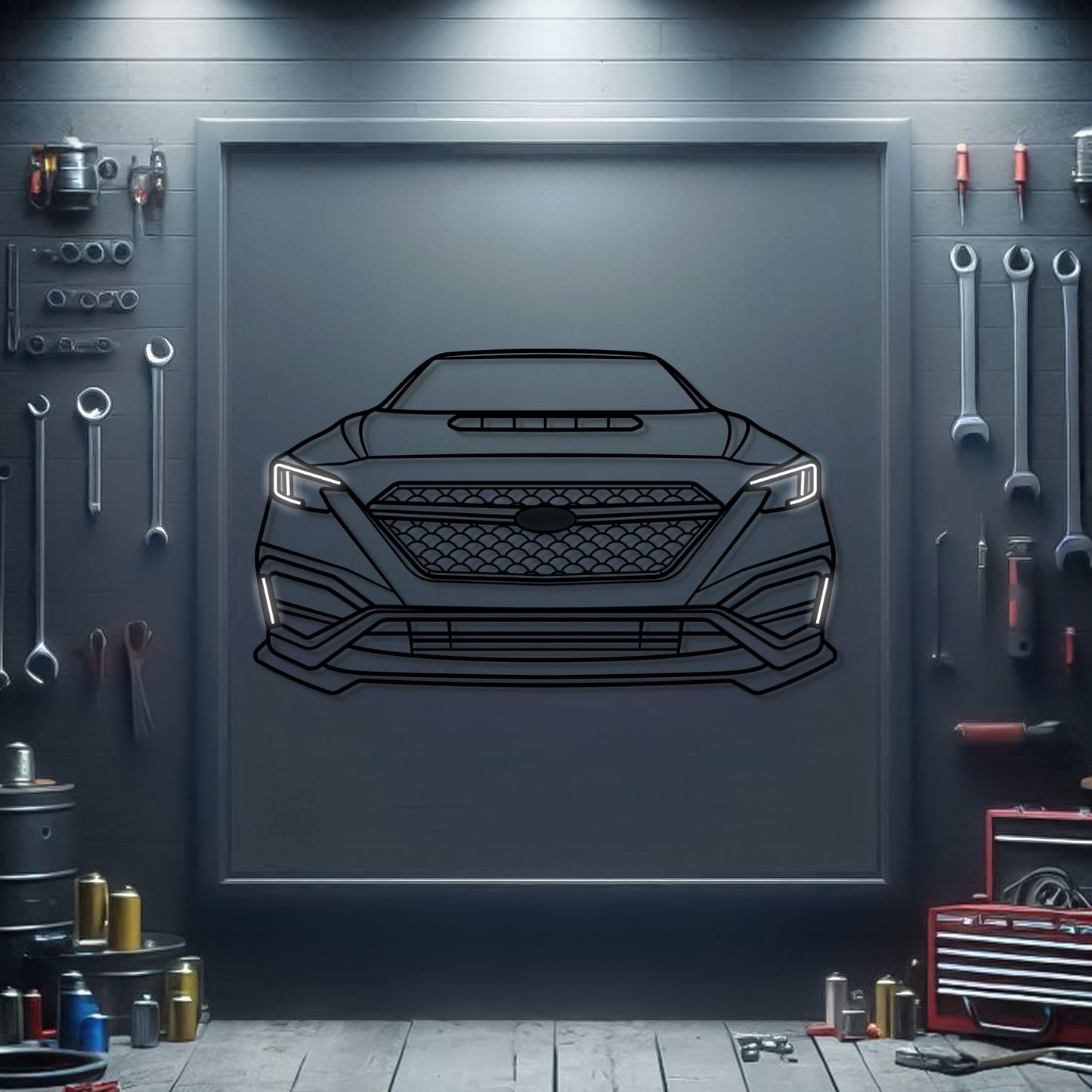 2023 WRX Limited Front View Metal Neon Car Wall Art - MTN0236 - MTN0236W99-MTN0236W120-MTN0236W140- DRIVEN - 1