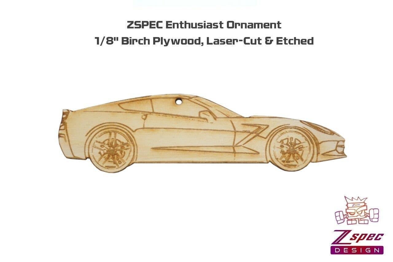 ZSPEC Laser-Engraved Birch Ornament, Style: Corvette C7, ~5-inch Wide - ZSD-192814- DRIVEN - 2