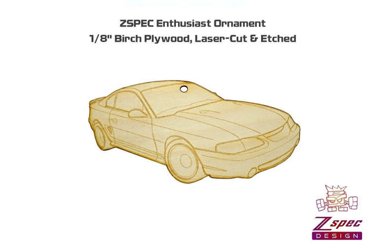 ZSPEC Laser-Engraved Birch Ornament, Style: Ford Mustang SN95, ~5-inch Wide - ZSD-192784- DRIVEN - 2