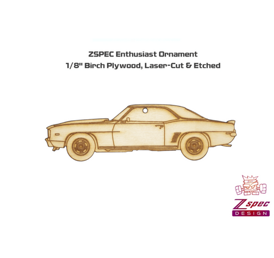 ZSPEC Laser-Engraved Wood Ornament, Style: Classic Camaro, Birch, ~5-inches Wide - ZSD-567124- DRIVEN - 2