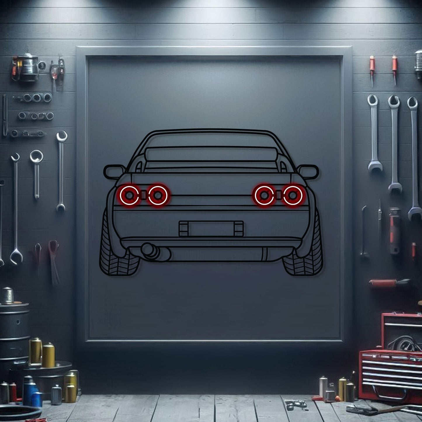 GT-R R32 Back View Metal Neon Car Wall Art - MTN0094 - MTN0094W99-MTN0094W115-MTN0094W140- DRIVEN - 1