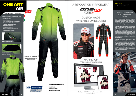 OMP | ONE-Art AIR - BeSpoke | Custom Racing Suit | PRO-Level | FIA - IA0-1857-B01-46-IA0-1857-B01-48-IA0-1857-B01-50-IA0-1857-B01-52-IA0-1857-B01-54- DRIVEN - 2