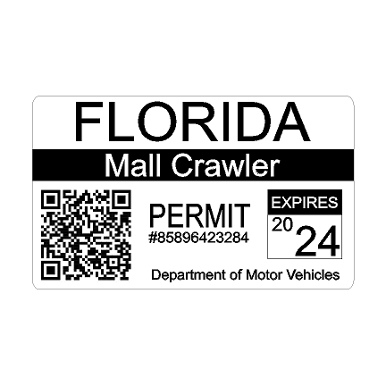 Mall Crawler Permit Sticker 3.5" - All States - sfbMLCRWPT-AL-sfbMLCRWPT-ALH-sfbMLCRWPT-AK-sfbMLCRWPT-AKH-sfbMLCRWPT-AZ- DRIVEN - 2