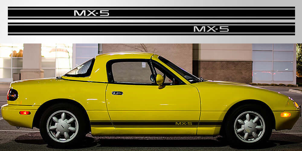 Mazda Miata MX-5 Triple Stripe Decal | NA NB NC First Gen Logo Premium Vinyl - sku-50952461287556-sku-50952461320324-sku-50952461353092-sku-50952461385860-sku-50952461418628- DRIVEN - 1