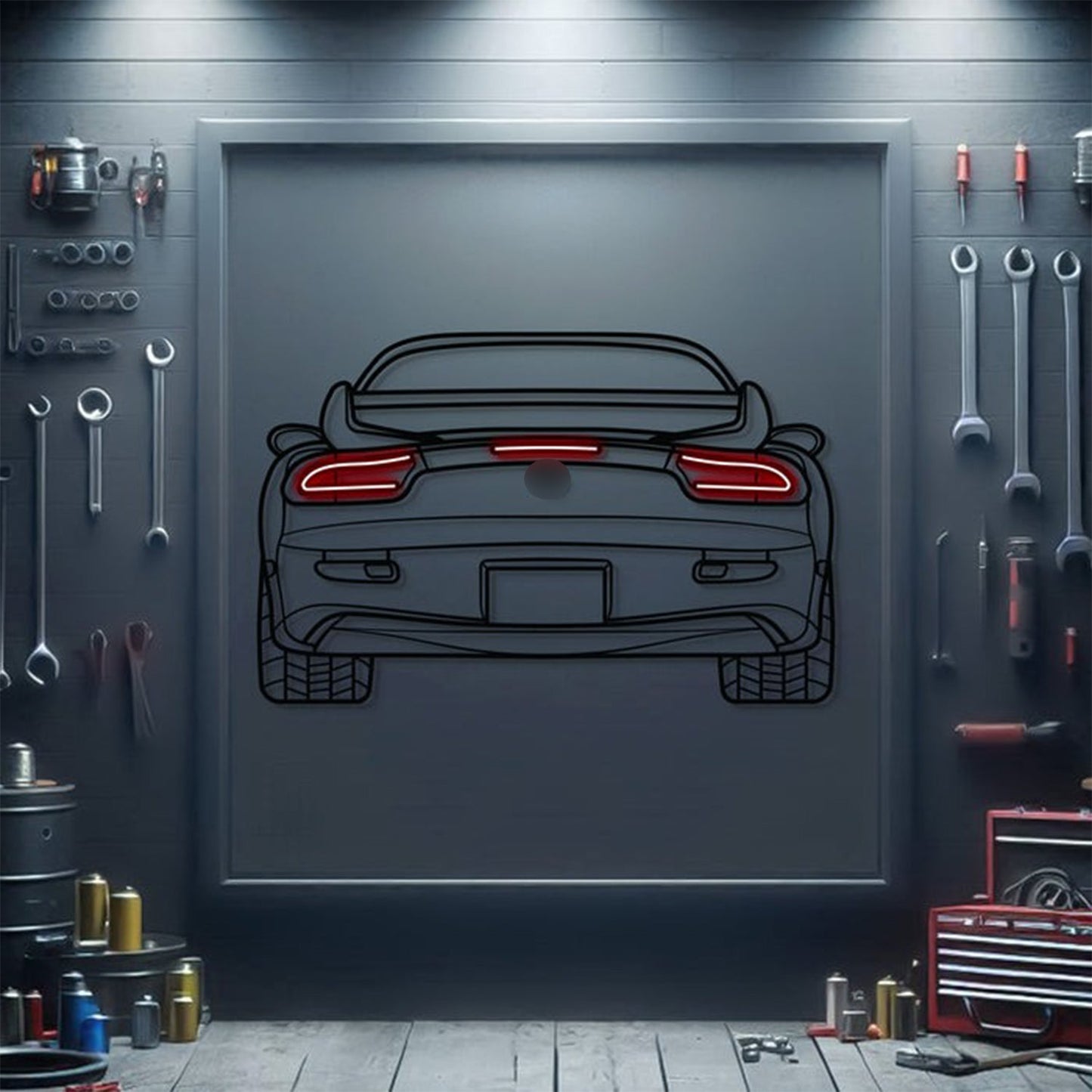 RX7 Back View Metal Neon Car Wall Art - MTN0098 - MTN0098W99-MTN0098W115-MTN0098W140- DRIVEN - 1