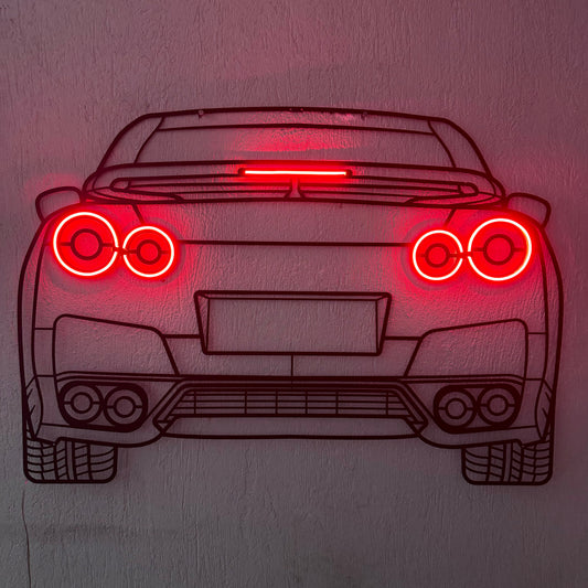 GT-R R35 Back View Metal Neon Car Wall Art - MTN0096 - MTN0096W99-MTN0096W115-MTN0096W140- DRIVEN - 2