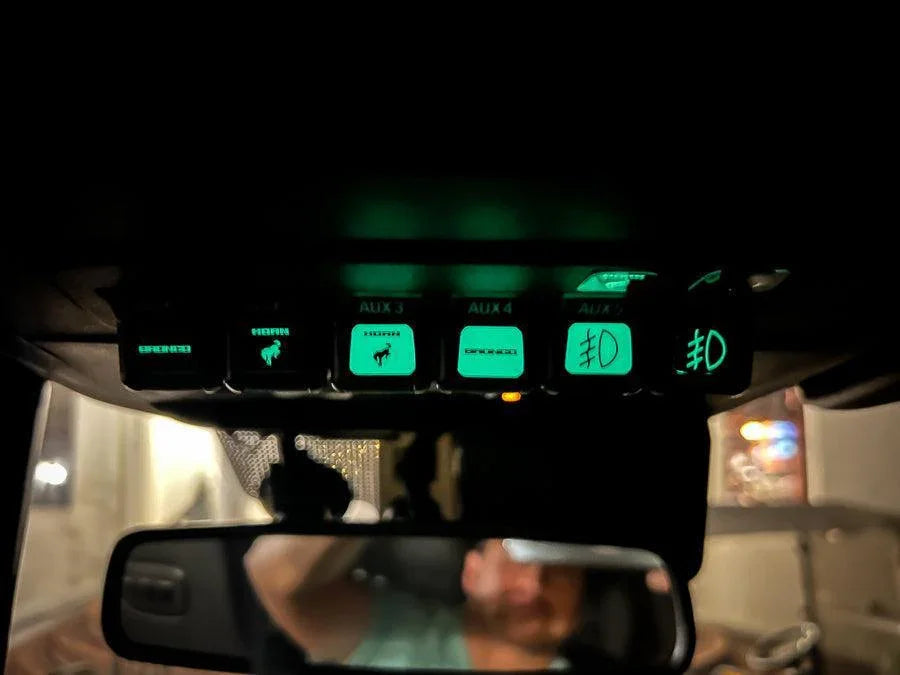 Printed Series Auxiliary Switch Labels (Upfitter) - 2021+ Bronco / F-150 Tremor / F-150 Raptor / Ranger Tremor / 2023+ Super Duty / 25+ Bronco Sport - 21BRCOAUX-SYMBOLS-21BRCOAUX-WTOBL-21BRCOAUX-BTOWL-21BRCOAUX-BTBOL-21BRCOAUX-BOTBL- DRIVEN - 11