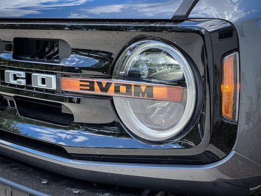 Printed Series Signature DRL Bar Overlays - 2021+ Bronco (Signature Headlights) - 21BRNCODRLPT-ORMO-21BRNCODRLPT-DSMO-21BRNCODRLPT-LSMO-21BRNCODRLPT-ORBW-21BRNCODRLPT-DSBW- DRIVEN - 2