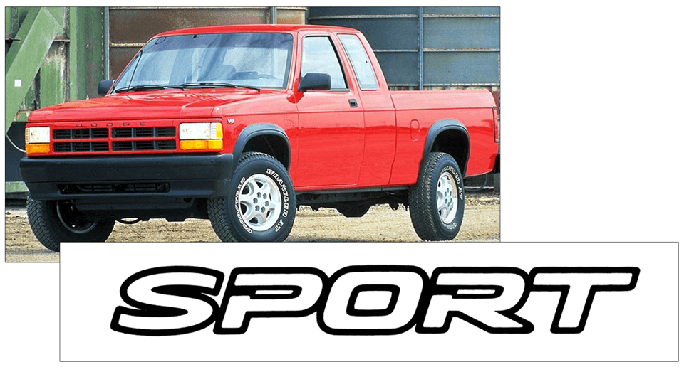 2001-03 Dodge Dakota - SPORT - Decal - Small 5/8" x 6.5" - QG-DT-0103-237-BK-1-QG-DT-0103-237-BK-2- DRIVEN - 1